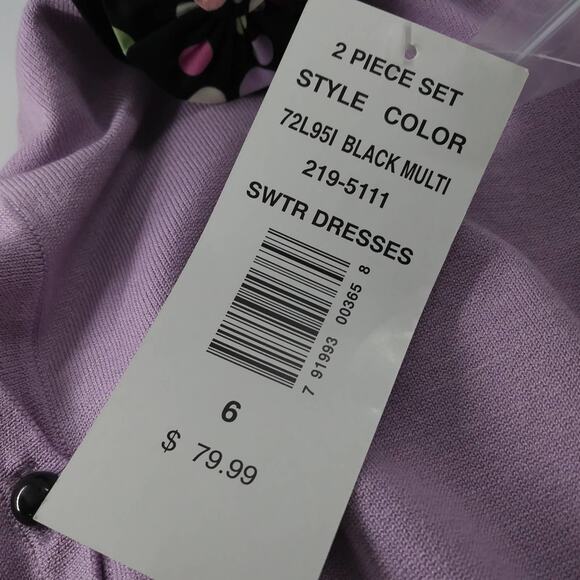 Retro Pin Up Robbie Bee Sweater Top Size 6 Lilac Accent Flower Removable Pin NWT - Picture 11 of 12